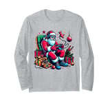 Funny Video Games Santa Gamer 8-bit Gaming Christmas Gamers Long Sleeve T-Shirt