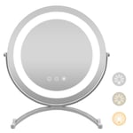 Makeup Vanity Mirror 3 Color Dimmable LED Lighted Round Mirror with Smart Touch