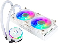 Cooler Master MasterLiquid PL240 Flux White Edition Refroidisseur Liquide pour CPU, Système Watercooling AIO, 2 Ventilateurs 120mm, Radiateur 240mm, Contrôleur RGB Gen2 Inclus, Compatible AMD & Intel