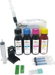 Kit De Recharge Compatible Pour Cartouches D'Encre Hp 303/303 Xl Noir Et Couleur Avec Support Et Accessoires