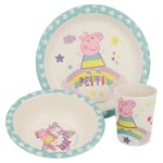 Peppa Pig 3Pcs Wooden Kids Dining Set - Plate, Bowl and Tumbler Dinner Set