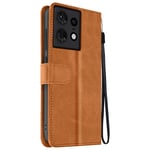 Avizar Folio case for Motorola Edge 50 Pro Wallet with hand strap, Light Brown