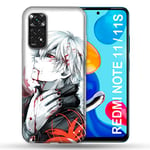 Cokitec Coque pour Xiaomi Redmi Note 11/11S Manga Tokyo Ghoul Kaneki Blanc Multicolore