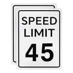 2-Pack Speed Limit 45 MPH Sign 16" x 12" Aluminum Weather Resistant Traffic Sign