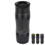 Creano Design Travel Mug 420Ml - Coffee to Go Mug - Keeps 4 Hours Hot/7 Hours Cold, 100% Leak-Proof - 360° Drinking Opening - Black