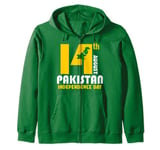 Vintage Pakistan Independence Day 2022 Pakistani Map Flag Zip Hoodie