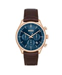 BOSS Montre Chronographe à Quartz pour Homme avec Bracelet en Cuir Marron - 1514050