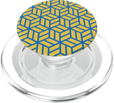 Blue Yellow Cubes Hexagons Geometric Lines Optical Pattern PopSockets PopGrip pour MagSafe