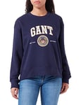 GANT Women's D1. Crest Shield C-Neck Sweat Sweater, Classic Blue, XL