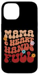 iPhone 14 Mama Heart Hands Full Retro Floral Typography Case