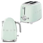 Smeg Retro Kettle & 2 Slice Toaster Kitchen Set (Pastel Green)