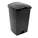 Addis 50ltr Lift Up Flat top Kitchen Waste Trash Complete Bin, All Black