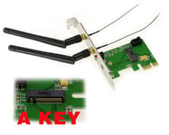 KALEA-INFORMATIQUE Contrôleur PCIe pour carte M.2 (M2 NGFF A Key) WIFI et/ou BLUETOOTH compatible Intel AC 3160NGW, AC 3168NGW,AC 7260NGW,AC 7265NGW,AC 8260NGW ,AC 8265NGW