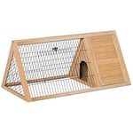 PawHut Clapier Triangulaire de Sol enclos extérieur Niche Double Porte Convient aux Lapins Poules Tortue terrestre dim. 116L x 62,2l x 52,5H cm Bois Massif pin