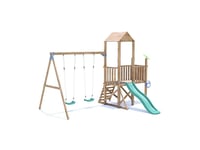 Climbing Frame with Slide, Double Swing and Low Platform BalconyFort