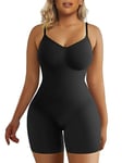 SHAPERX Shapewear for Women Tummy Control Seamless Body Shaper Compression Bodysuit Mid Thigh Butt Lifter Shorts, SZ5218, Black, L/XL