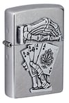 Zippo Lighter, Brass, Street Chrome Dead Mans Hand Emblem, One Size 49536