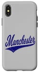 Coque pour iPhone X/XS Manchester City England Varsity SCRIPT Maillot de sport classique