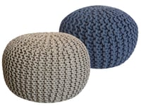 Stickad pall POUF SET 2 st. Ø 55 cm Knittande Stool golvkudde