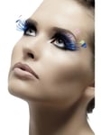 False Blue Lashes With Feather Plumes Fake Eyelashes Fancy Dress