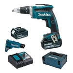 Visseuse automatique 18V - 25 à 55 mm Makita avec 2 batteries 18V 5Ah - chargeur - chargeur vis - MakPac - DFS452TJX2