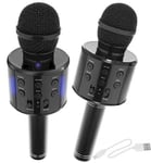 Goodbuy karaokemikrofoni sisäänrakennetulla bluetooth-kaiuttimella/3W/aux/äänimodulaattori/USB/Micro SD musta,