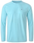 donhobo Men's Watersport Rash Guards,Mens Football Shirt,UV Protection Lightweight Quick Dry Hiking Shirts Light Blue XXL