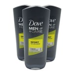 DOVE MEN+CARE SPORT BODY AND FACE WASH SHOWER GEL BIG 400ML BOTTLE 3 PACK