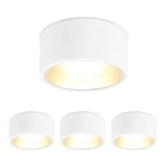 YindaLux Lot de 4 Spot LED Blanc, Plafonnier Spot avec GX53 LED de 7W 800LM 3000K blanc chaud 230V, rond Ø95x55mm comme Spots de Plafond en aluminium pour salon couloir cuisine