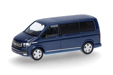 herpa Voiture Volkswagen (VW) T6.1 Caravelle, Miniature à l'échelle 1:87, pièce de Collection, fabriqué en Allemagne, modèle en Plastique, Couleur : Bleu océan Profond Maquette, 096782-002