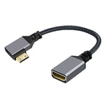 cablecc Câble d'extension Mini HDMI 1.4 mâle vers HDMI femelle 4K Type-C 90 degrés pour appareil photo DV MP4 DC ordinateur portable