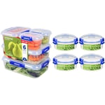 Sistema KLIP IT PLUS Food Storage Containers | 6 Piece Airtight Containers Set (2 x 400 ml, 3 x 1 & KLIP IT PLUS Round Food Storage Containers | 300 ml Leak-Proof, Stackable & Airtight Fridge