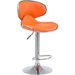 Tabouret de bar chaise de bar hauteur réglable avec repose pieds en synthétique orange et métal