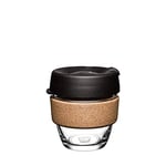 KeepCup Brew Cork - Reusable Coffee Cup Tempered Glass and Natural Cork, S 8oz/227ml - Black