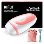 Braun IPL Silk·Expert Mini PL1014 Latest Generation IPL For Women, At-home Hair Removal Device, White/Pink, With Travel Pouch, Compact Size For On-The-Go, Easy, Safe And Efficient