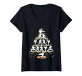 Womens Kung Fu Lover Xmas Lighting Kung Fu Christmas Tree V-Neck T-Shirt