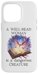 Coque pour iPhone 14 Pro Max A Well Read Woman is a Dangerous Creature Womens Floral Book