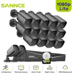 Sannce - Kit Caméra de surveillance filaire 16 ch 5 en 1 dvr enregistreur + Caméra extérieur hd 1080P Vision nocture 20m - 16caméras + disque dur 2TB