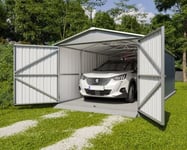 Garage métal gris 17,36 m2 Yardmaster + kit d'ancrage