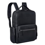 STILORD 'Raphael' Business Sac à dos en cuir Grand sac à dos pour ordinateur portable 15.6 pouces Vintage Backpack pour bureau travail uni trolley emboîtable XL cuir véritable, Couleur:noir