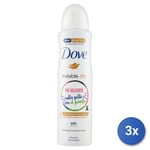 3x Dove Déodorant Spray 150 Ml. Invisible Imperméable