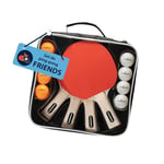 HUDORA Set Tennis de Table Friends - Set de Raquettes de ping-Pong avec 4 Raquettes et 8 balles - Ensemble avec Sac de Rangement - Raquettes de Tennis de Table pour 4 Joueurs.