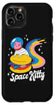 Coque pour iPhone 11 Pro Cute Space Kitty Astronaute Cheeseburger Rainbow Retro Sci-Fi