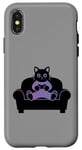 Coque pour iPhone X/XS Funny Gamer Cat Cool Jeu vidéo Kitty Funny Gaming Cat Meme