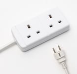 UK to EU Travel Adapter 2 Sockets 1m Extension Lead Type F