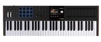 Arturia KeyLab 61 MK3 Black MIDI Controller Keyboard for Music Production, with All-in-One Software Package- 61 Keys, 9 Encoders, 9 Faders, 1 Modulation Wheel, 1 Pitch Bend Wheel, 12 Pads- Black