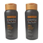 2x Cantu Men Shea Butter 3 in 1 Shampoo Conditioner Body Wash 400ml