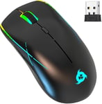 Ace - Souris Gamer sans Fil RGB + NOUVEAUTÉ + Rechargeable + Capteur Haute Précision et Effets RGB Uniques + 8 Boutons Personnalisables + Ambidextre + Mode Filaire et sans Fil PC Mac PS4 PS5