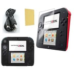 Pack 3 en 1 Nintendo 2DS : Housse silicone Noir - Chargeur USB - Protection écran - Straße Game ®