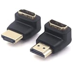 VCE Adaptateur HDMI Coudé 4K, Rallonge HDMI Male Femelle 2.0, Connecteur HDMI Angle Droit 90 Degrés et 270 Degrés Plaqué Or Compatible avec HD, TV, PS4, Xbox, Portable, Switch 3D Lot de 2